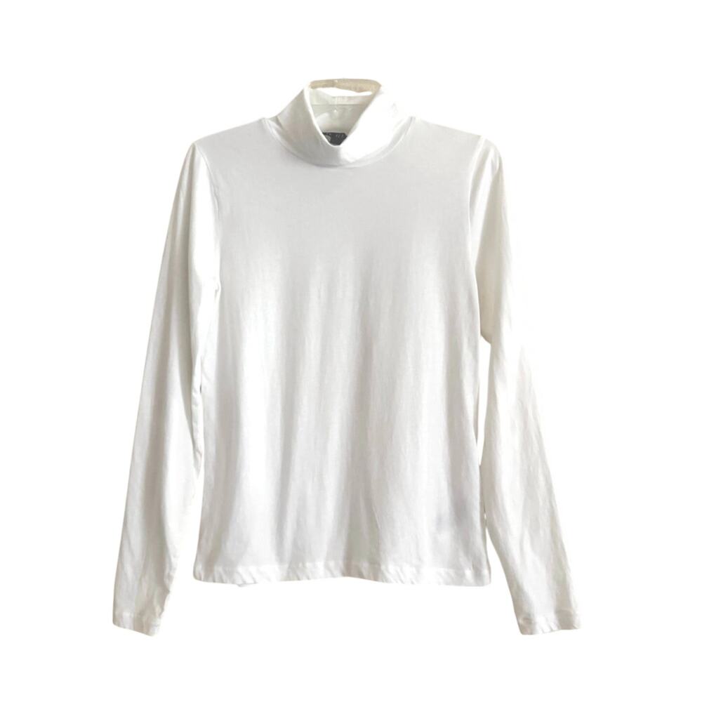 J Crew Tissue Turtleneck Womens Size M Cotton Layer Lightweight Minimalist Work